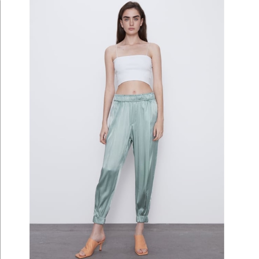 Zara Satin Blue Joggers